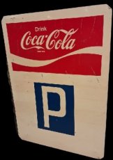 Coca-Cola parking reclamebord in metaal uit 1970