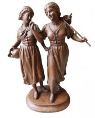 Ernest Rancoulet "2 dames" sculptuur.