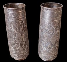 paar Perzische zilveren vazen 1930's.