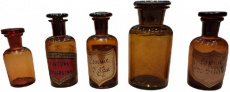 set van 5 oude apothekerspotjes set van 5 oude apothekerspotjes