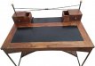 teakhouten en smeedijzeren bureau teakhouten en smeedijzeren bureau